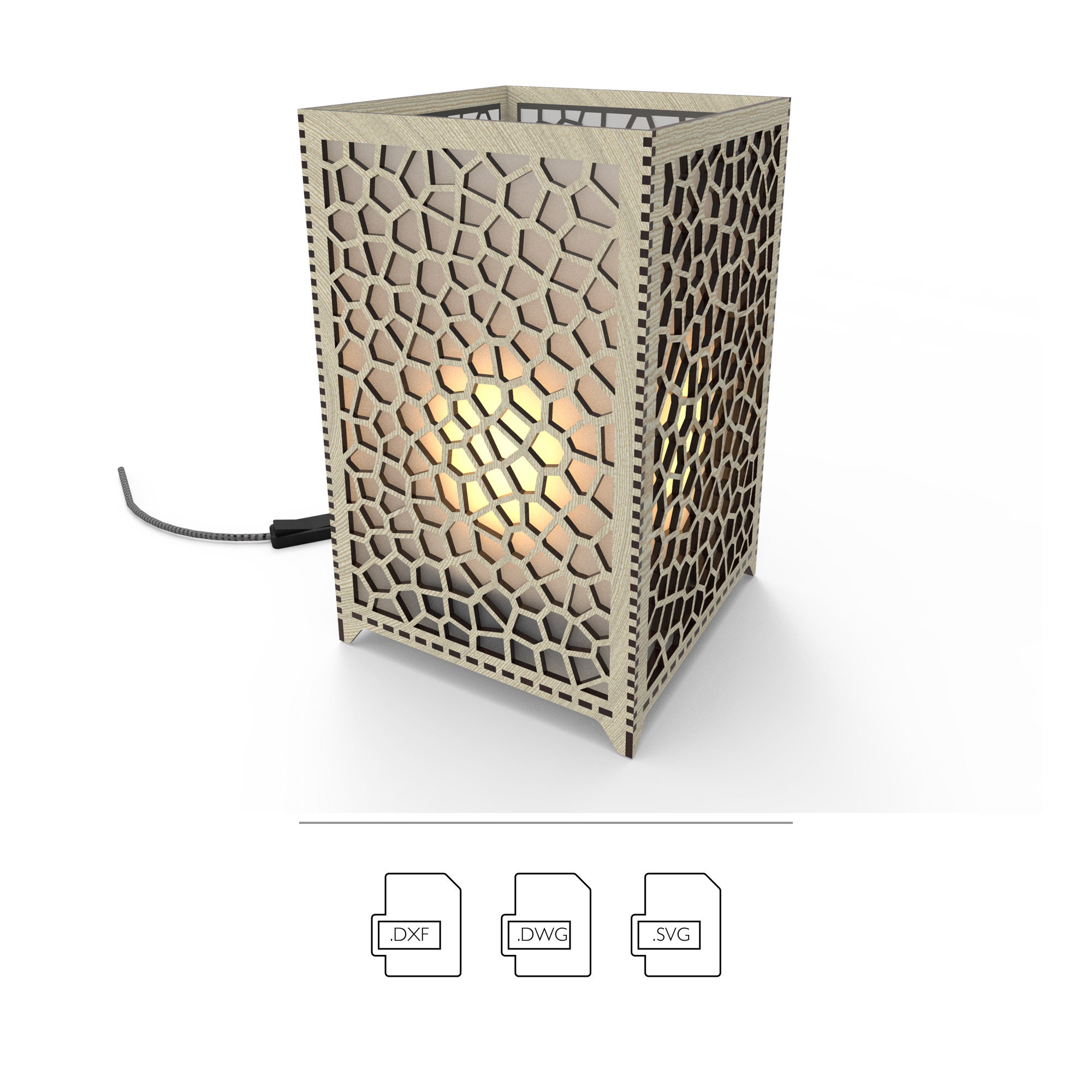 Parametric Voronoi Pattern Shoji Table Lamp Lasercut Files Etsy