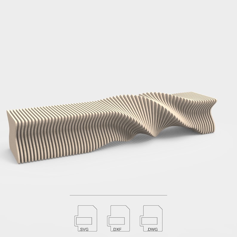 Parametric Bench: Spiro Router-Cut Files CNC Files for Cutting Vector Files .dxf .dwg .svg .pdf zdjęcie 1