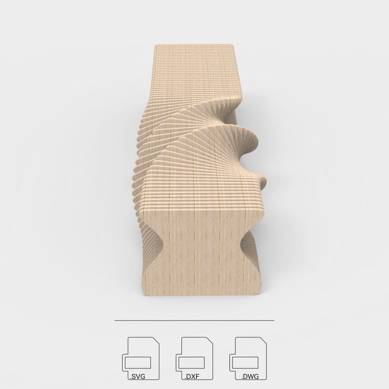Parametric Bench: Spiro Router-Cut Files CNC Files for Cutting Vector Files .dxf .dwg .svg .pdf zdjęcie 5