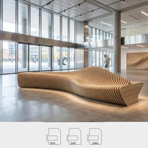 Parametric Bench Float CNC Files: Modern Nordic Wood Lounge (Digital Download)