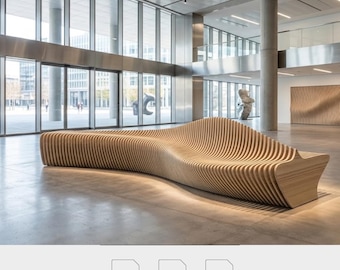 File CNC per banco da lavoro parametrico: Lounge in legno in stile nordico moderno (download digitale)