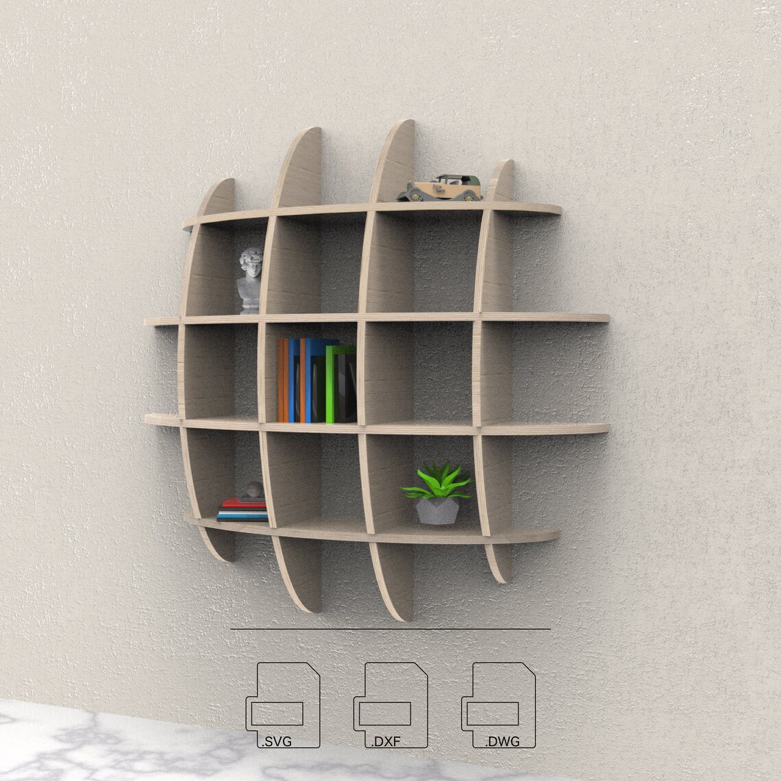 Parametric Bookshelf Aria • CNC Router-cut Files • Svg Pdf Dxf Dwg ...