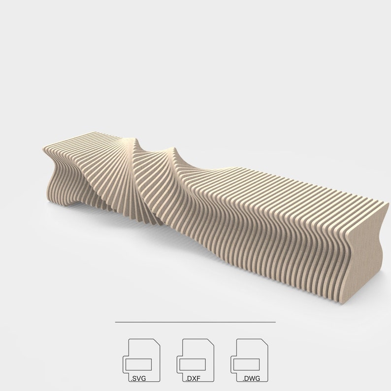 Parametric Bench: Spiro Router-Cut Files CNC Files for Cutting Vector Files .dxf .dwg .svg .pdf zdjęcie 2
