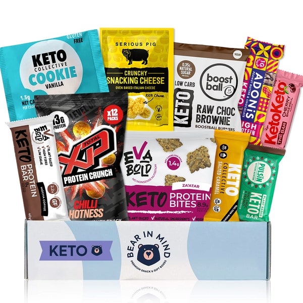 Keto Snacks Hamper: Gluten-Free & Vegetarian - Perfect Low Carb Gift Box Treats for Keto and Paleo Lovers