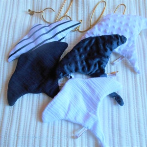 Flat birth blanket in the shape of a manta ray handmade in double cotton gauze