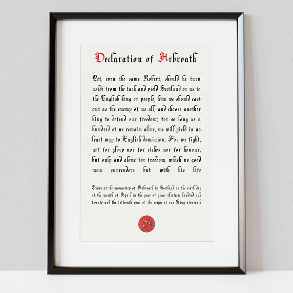 Declaration of Arbroath | Scottish Prints | Tartan Prints | Scottish Gifts | Wall Art | Home Decor