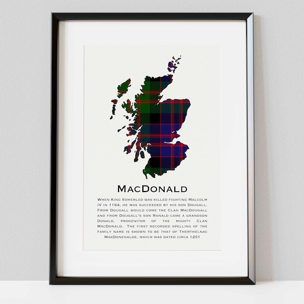 Scottish Clan & Surname Tartan | Scottish Prints | Tartan Prints | Scottish Gifts | Wall Art | Home Decor