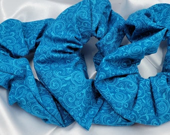 Swirl Azure Cotton Scrunchies