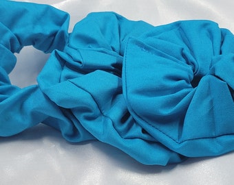 Teal Cotton Scrunchies