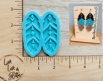Feather Earrings Silicone Mold for Resin, Feather Dangle Earrings Resin Mold, Aztec Earrings Epoxy Resin Mold, Boho Earrings Mold