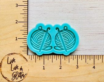 Crochet Earrings Silicone Mold for Resin, Yarn Ball and Needle Hook Dangle Earrings Mold, Crocheter Earrings Resin Mold