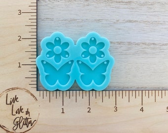 Moule en silicone pour boucles d'oreilles papillon pour résine, moule pour boucles d'oreilles pendantes papillon, moule en résine pour boucles d'oreilles marguerite, moule pour boucles d'oreilles ressort pour résine