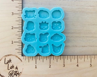 Kitty and Friends Silicone Mold for Resin, Small Bits Mold, Stud Earrings Silicone Molds