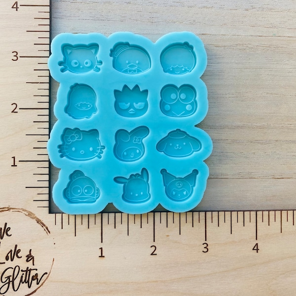 Kitty and Friends Silicone Mold for Resin, Small Bits Mold, Stud Earrings Silicone Molds