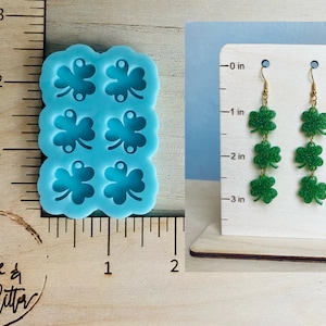 St Patrick's Earrings Silicone Mold for Resin, St Patrick's Dangle Earrings Mold, Shamrock Resin Mold, Shamrock Earrings Mold for Resin