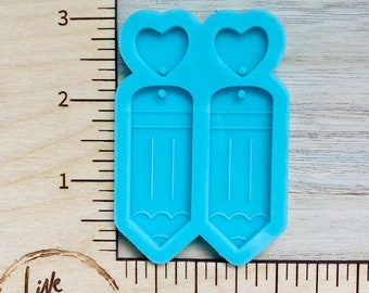 Pencil Earrings Silicone Mold for Resin, Pencil Earrings Resin Mold, Teacher Appreciation Earrings Mold, Teacher Appreciation Gift, School