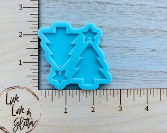 Pendientes colgantes de árbol de Navidad molde de silicona para resina, molde de resina de pendientes de árbol de Navidad, pendientes de resina de árbol de Navidad