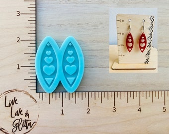 Valentines Earrings Silicone Mold for Resin, Love Canoe Dangle Earrings Mold, Valentines Resin Mold, Heart Earrings Silicone Mold for Resin