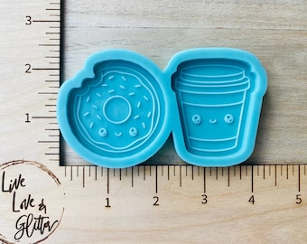 Coffee and Donut Phone Grip Silicone Mold for Resin, Handmade Grippy mold, Phone Grip Holder, Cell Phone Holder Mold, Badge Reel Resin mold