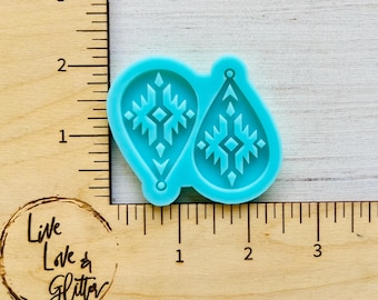 Aztec Earrings Silicone Mold for Resin, Tribal Teardrop Dangle Earrings Resin Mold, Boho Earrings Epoxy Resin Mold, Mayan earrings mold