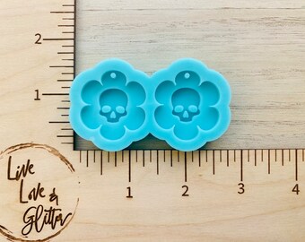 Molde de silicona para pendientes de calavera de margarita para resina, molde de silicona para pendientes de Halloween, molde de resina para pendientes colgantes de calavera, pendientes de resina de margarita