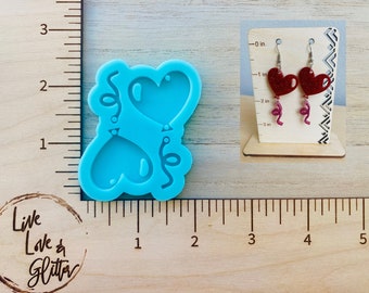 Valentines Earrings Silicone Mold for Resin, Balloon Dangle Earrings Mold, Valentines Resin Mold, Heart Earrings Silicone Mold for Resin
