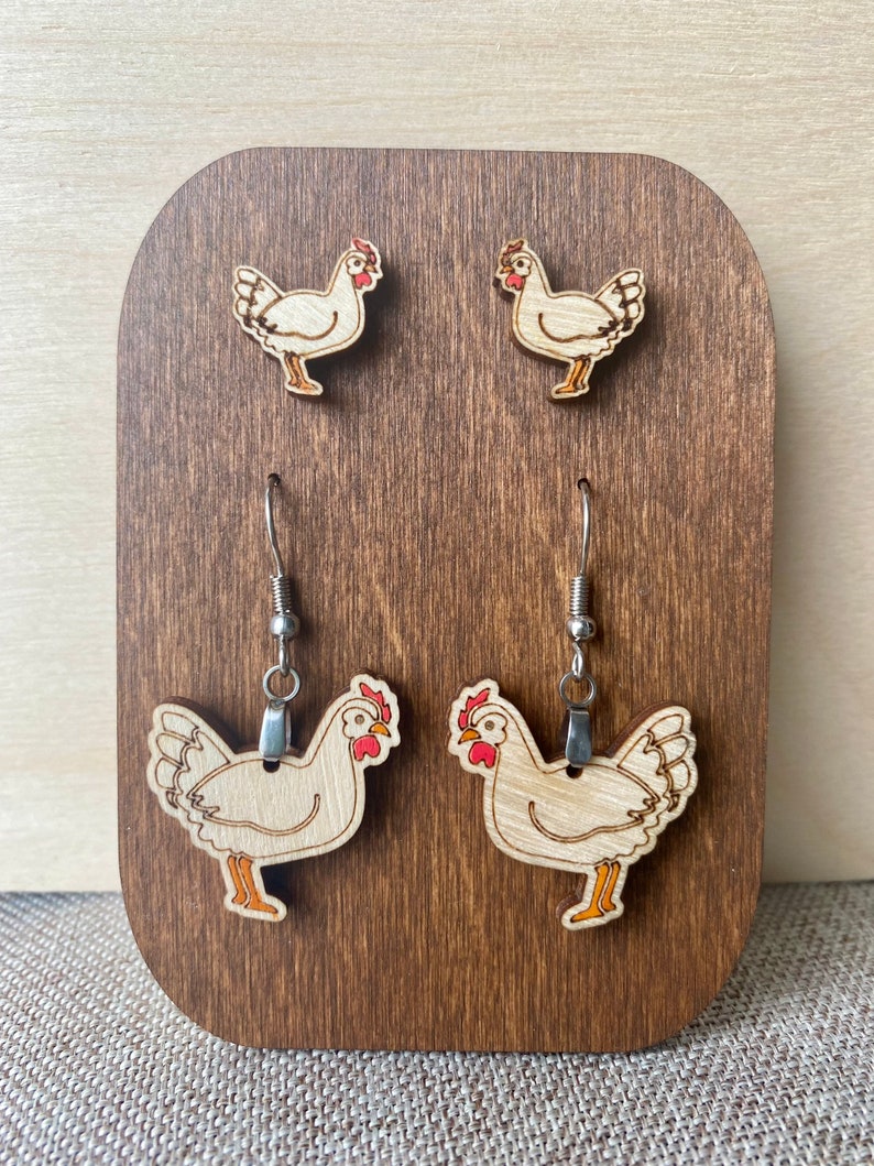 Chicken Earring Svg Chicken Earrings Stud Svg Chicken Etsy