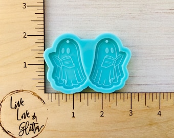 Ghost Reading Earrings Silicone Mold for Resin, Book Earrings Silicone Mold, Ghost Dangle Earrings Resin Mold, Teacher Earrings, Halloween