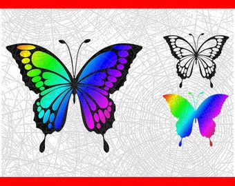 3 Butterfly Colorful Design Collection SVG Supports SVG, DXF, EPs, Png - Layered and Grouped by Colors !
