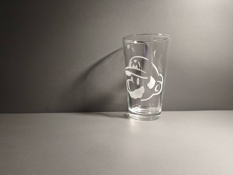 16oz Mario brother/'s etched pint glass.