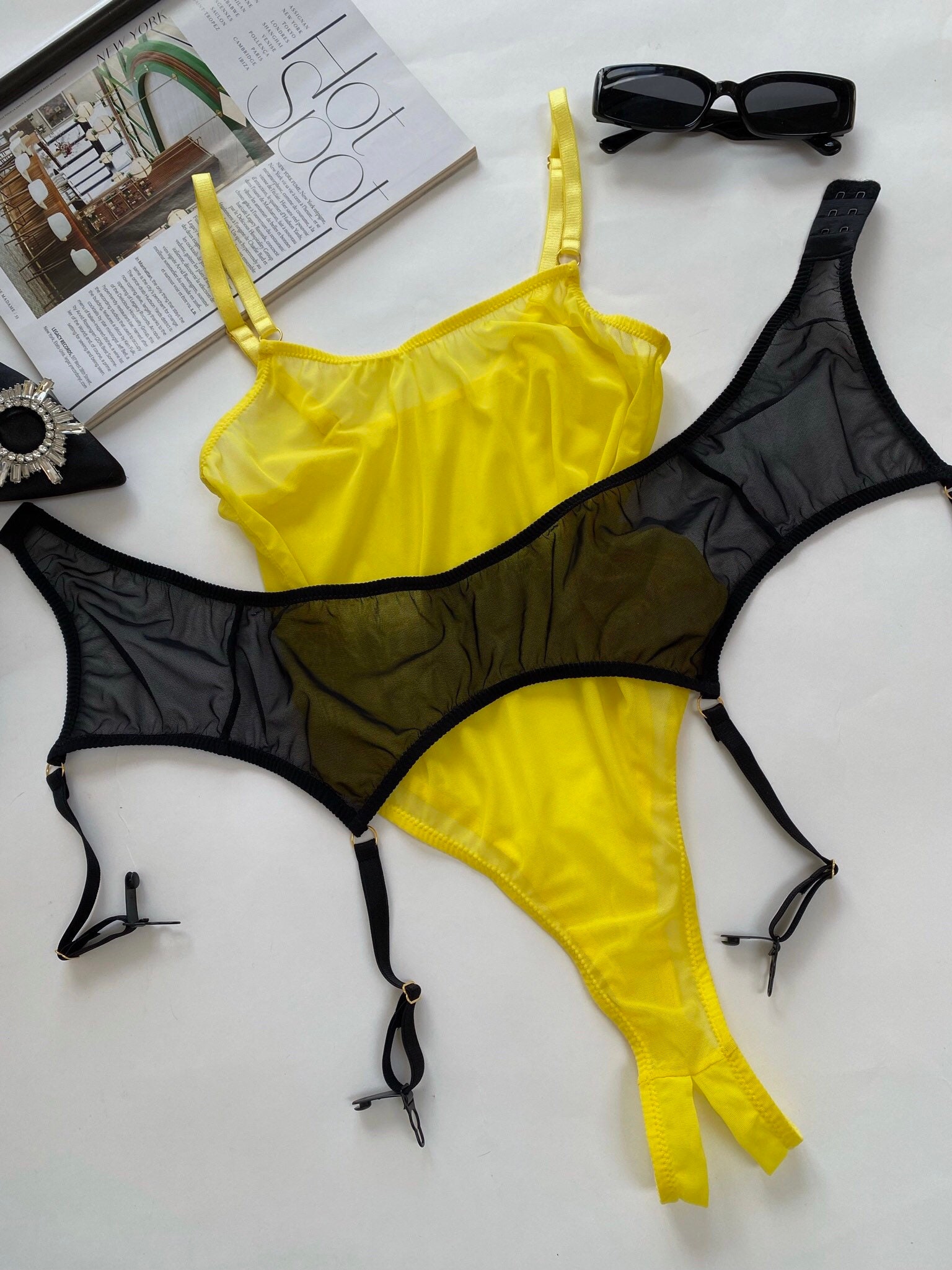 Sheer bodysuit crotchless bodysuit open lingerie sheer | Etsy