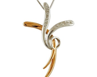 18k Solid Gold Two Tone Kreuz Diamant Anhänger, Weiß und Gelb Gold Muster Kreuz Anhänger, Kleiner Kreuz Diamant Charm 18k Solid Gold Two Tone Kreuz Diamant Anhänger, Weiß und Gelb Gold Muster Kreuz Anhänger, Kleiner Kreuz Diamant Charm