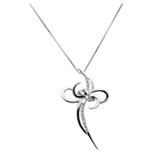 Diamonds, 18 Karat White Gold Stylized Cross Pendant Necklace