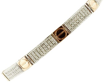 Diamonds, 18 Karat White and Rose Gold Band Bracelet