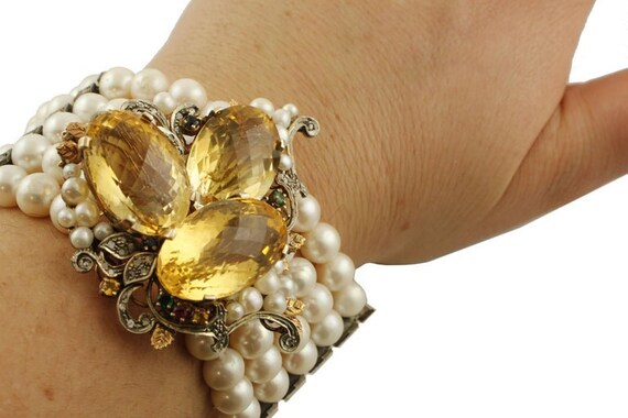 Ancient Handcrafted Bracelet Diamond, Ruby, Emera… - image 5