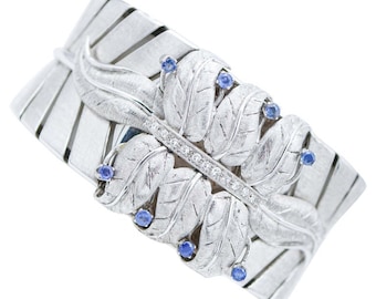 Sapphires, Diamonds, 18 Karat White Gold Retrò Bracelet