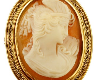 Cameo Brooch, 18k Yellow Gold