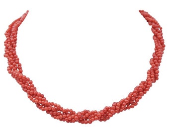 Coral, 18 Kt Yellow Gold Torchon Necklace