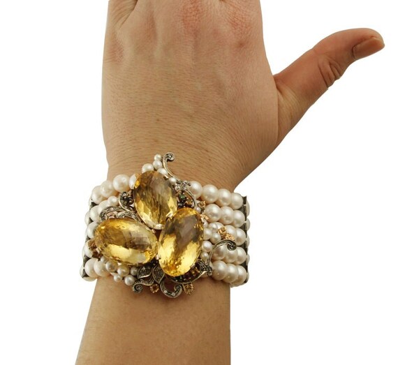 Ancient Handcrafted Bracelet Diamond, Ruby, Emera… - image 6