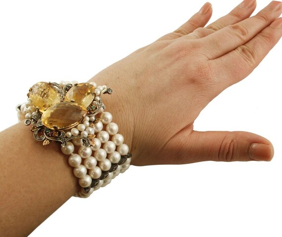 Ancient Handcrafted Bracelet Diamond, Ruby, Emera… - image 7