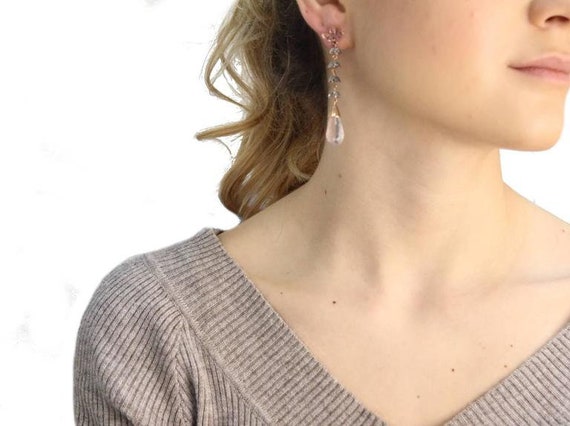 Handcrafted Dangle Earrings Quartz Ruby Silver Di… - image 4