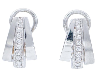 Diamanten, 18 Karat Weißgold Ohrringe