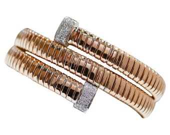 Diamonds, 18 Karat Rose Gold and White Gold Tubogas Bracelet.