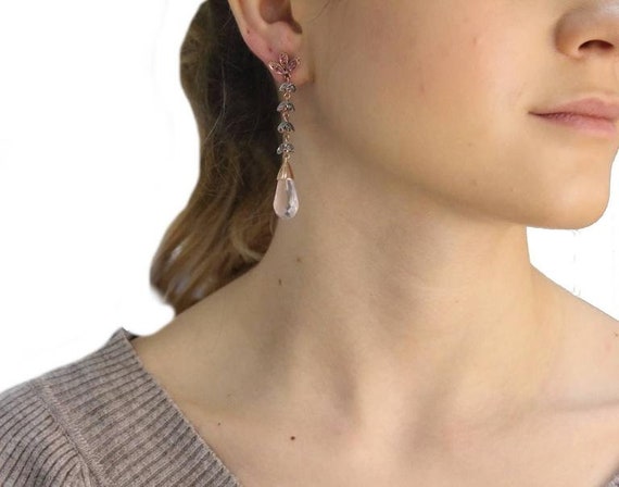 Handcrafted Dangle Earrings Quartz Ruby Silver Di… - image 5