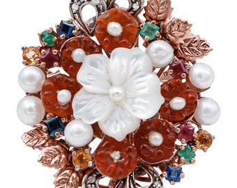 Diamonds, Sapphires,Rubies,Emeralds,Stones,Pearls, 9kt Rose Gold and Silver Ring