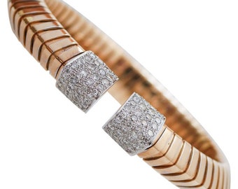 Diamanten, 18-karaats roségouden en witgouden armband.