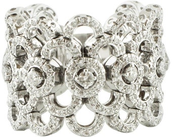 Diamantes, anillo de banda de oro blanco de 18 quilates