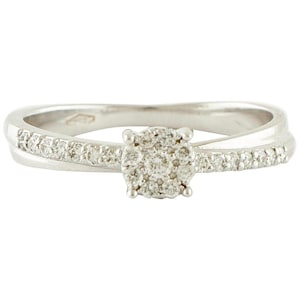 Handcrafted Engagement/Solitaire Ring White Diamonds, 18 Karat White Gold