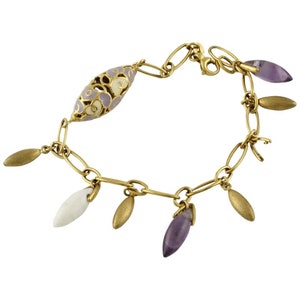 Amethyst Stones Yellow Gold Bracelet