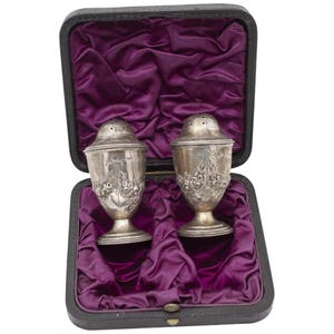 1840 Silver Retrò Salt and Pepper English Set in Silver